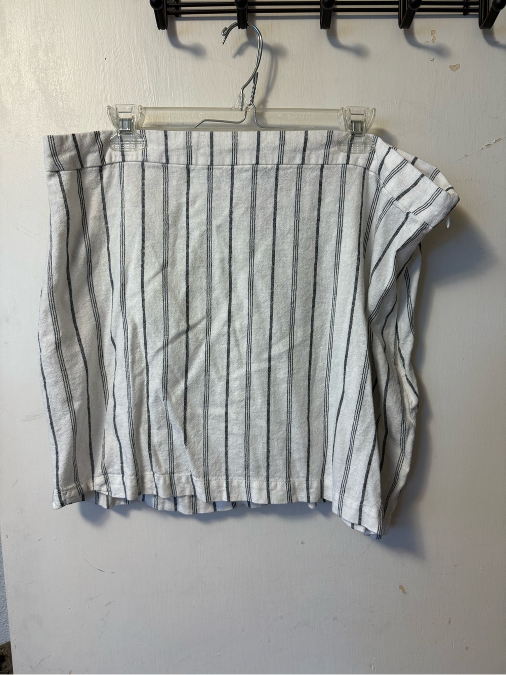 Old Navy White Mini Skirt with Black Vertical Stripes